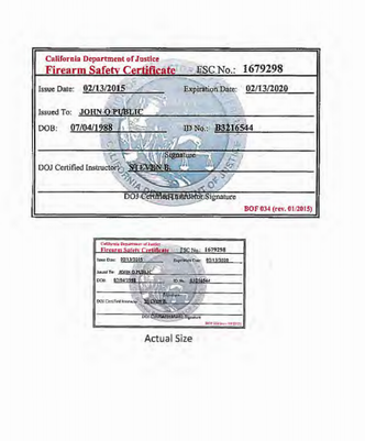 Firearm Safety Certificate CALIFORNIA CARRY