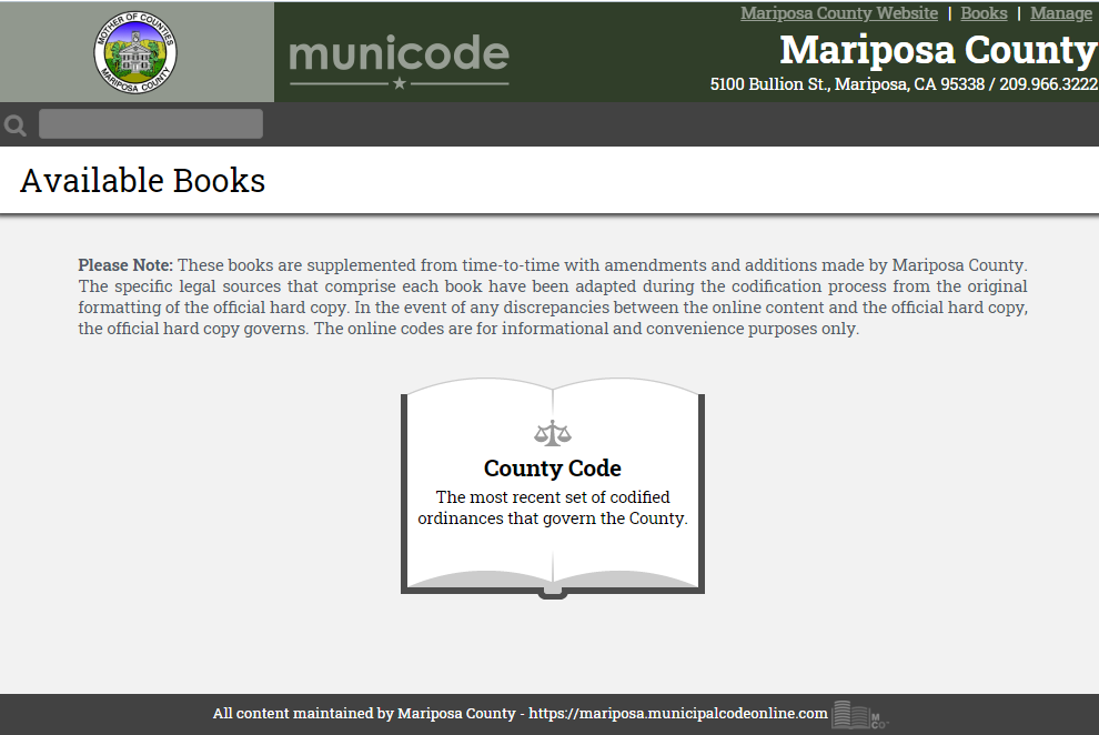 MARIPOSA COUNTY - Mariposa County Library